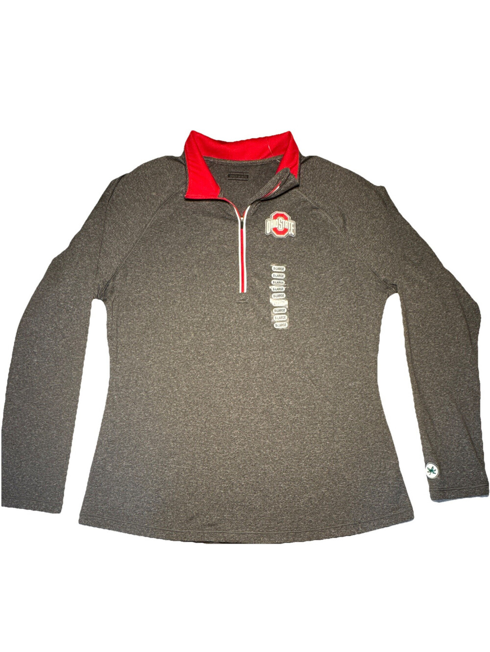 Ohio State NCAA Women’s XL 1/4 Zip Mock Neck Pullover Gray Red Activewear Top